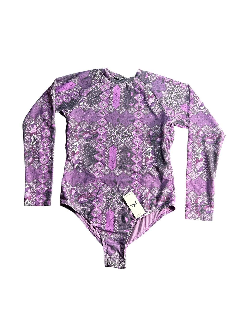 RUSTY long sleeve UPF50+ surf suit rashguard one piece open back swimsuit